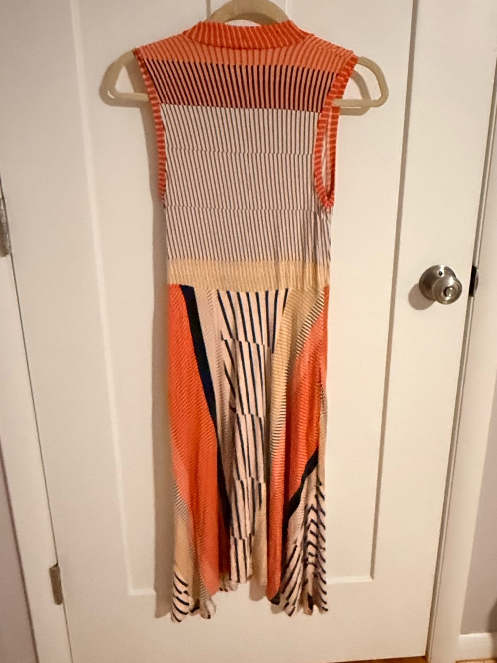 Anthropologie Orange Cream Navy Striped Midi Dress - Picture 2 of 4